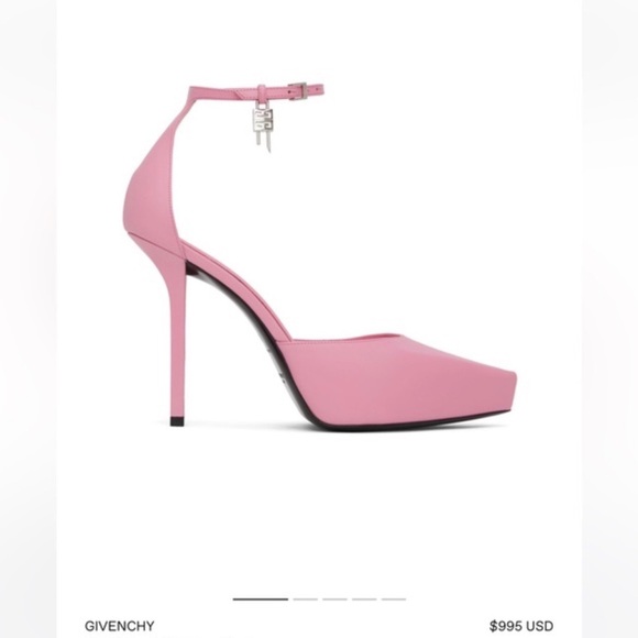 Givenchy Shoes - Givenchy G lock Metallic Pink Stiletto
Heels with Ankle Strap